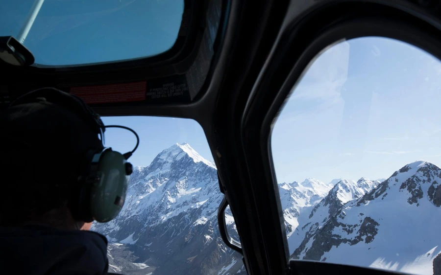 The Tasman Glacier seen from the air with the icefall below